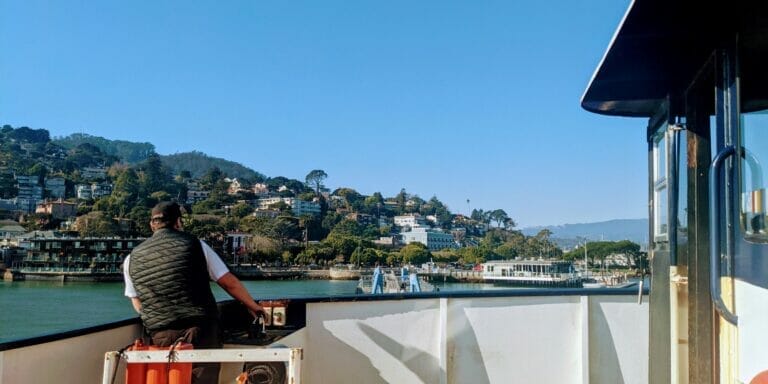 View on Sausalito, California from ferry