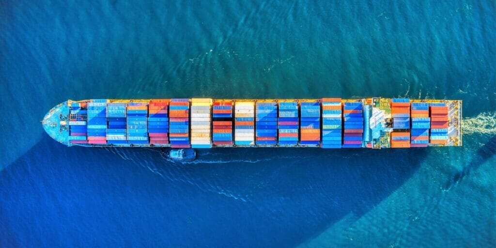 Aerial view of a cargo ship