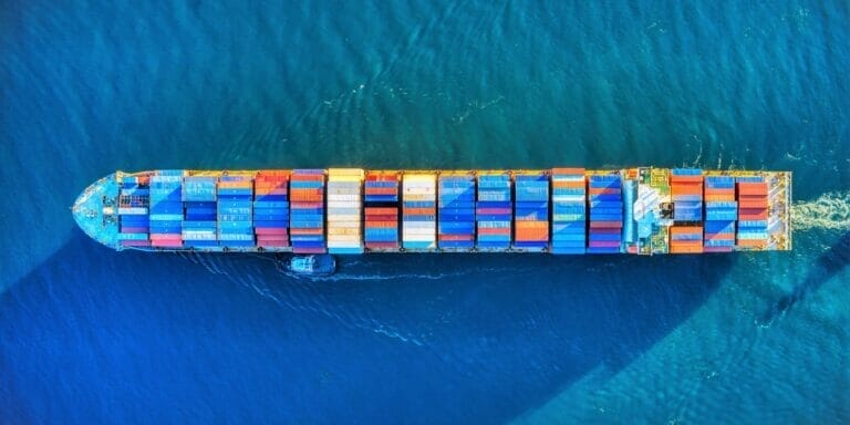 Aerial view of a cargo ship