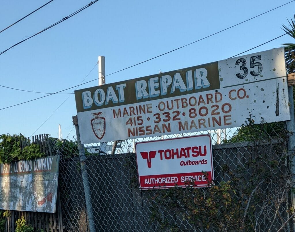 boat repair sign in Sausalito, California