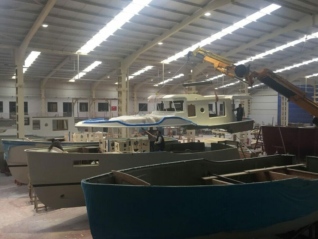 Nordhavn N41 passagemaker yacht under construction.
